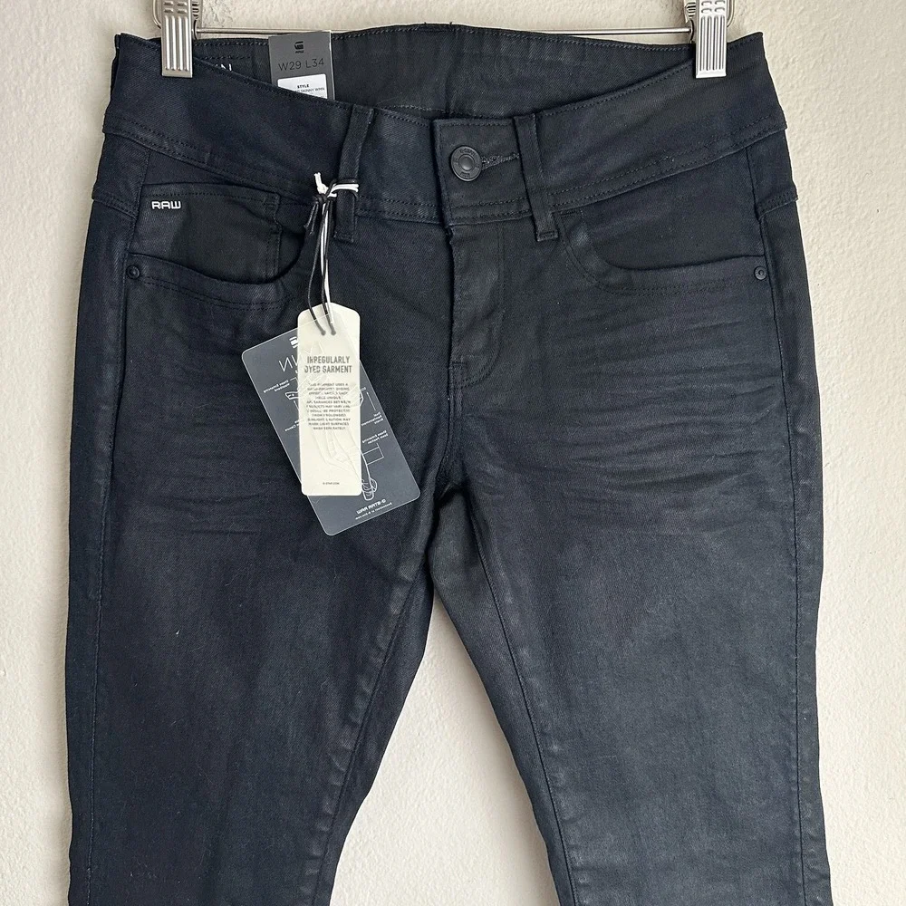 G-Star Raw Lynn Mid Skinny Jeans Womens 29x34 Black 3D Dark Aged Stretch Denim